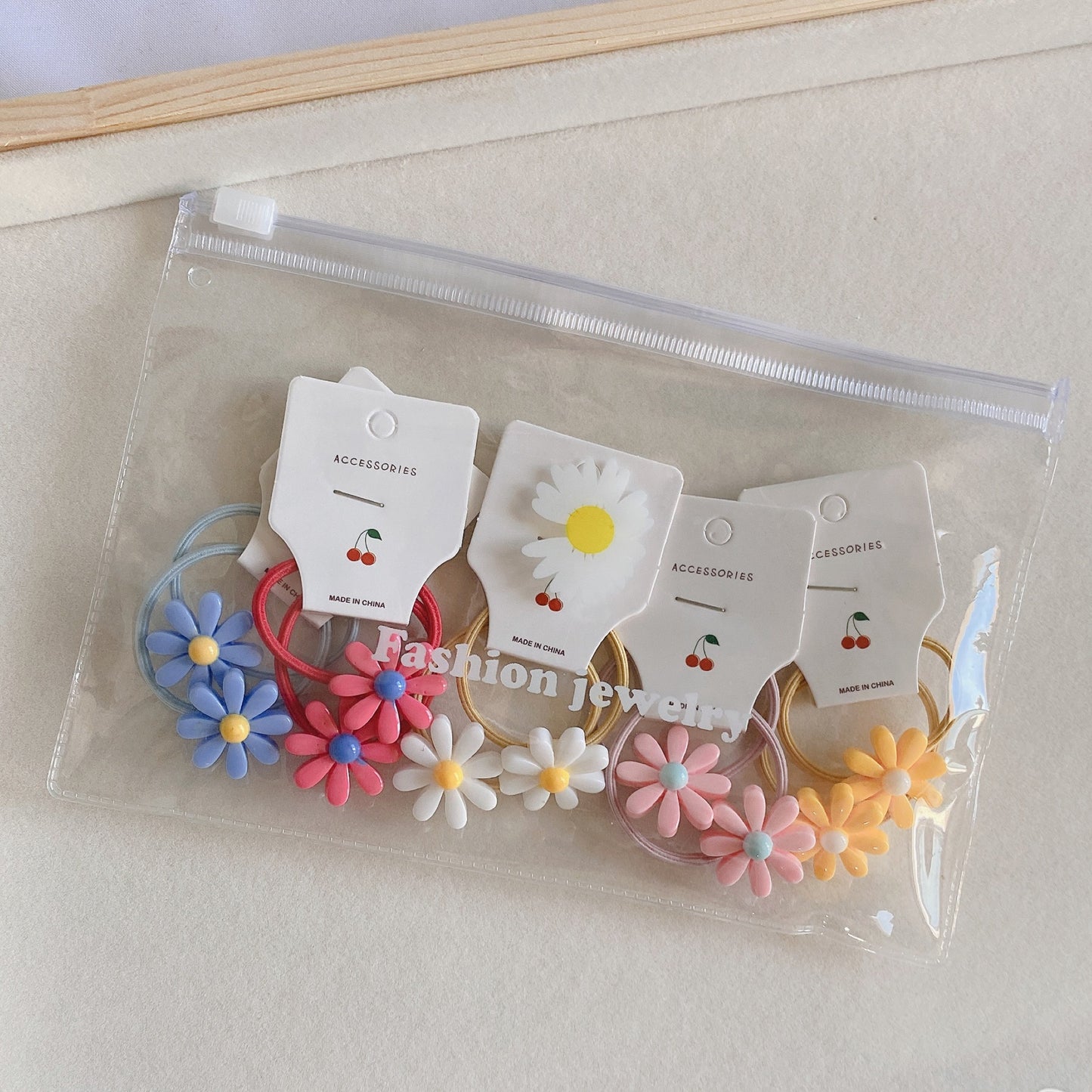 10-Pack Daisy Hair Ties for Girls - Soft Non-Damaging Kids Hairbands