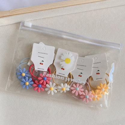 10-Pack Daisy Hair Ties for Girls - Soft Non-Damaging Kids Hairbands