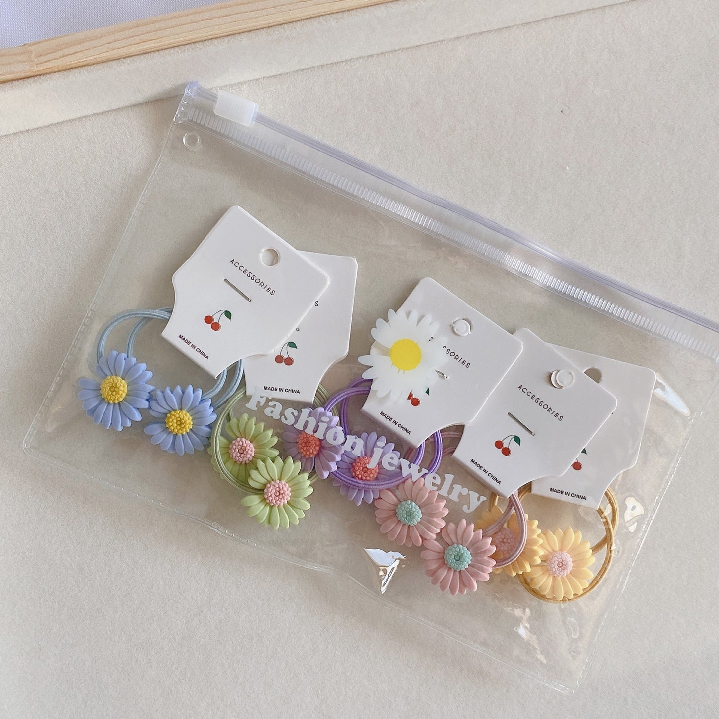 10-Pack Daisy Hair Ties for Girls - Soft Non-Damaging Kids Hairbands