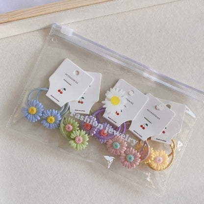 10-Pack Daisy Hair Ties for Girls - Soft Non-Damaging Kids Hairbands
