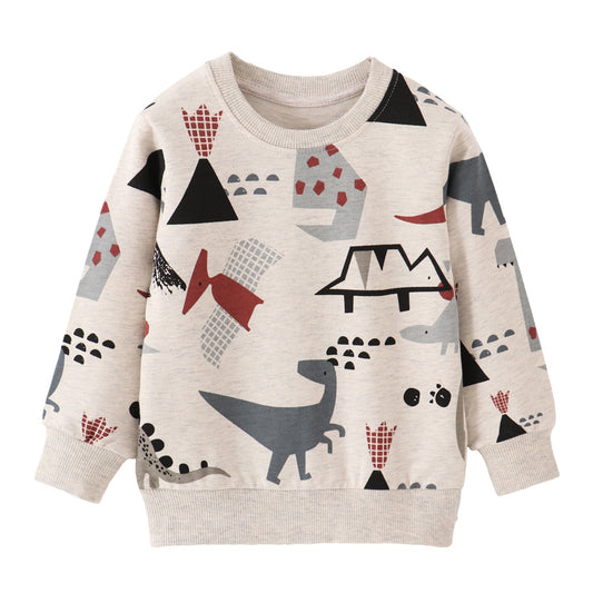 Kids Cartoon Pullover Sweatshirt Soft Cotton Casual Style