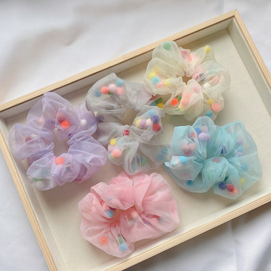 Colorful Ball Hair Ties Fabric Accessories for Women