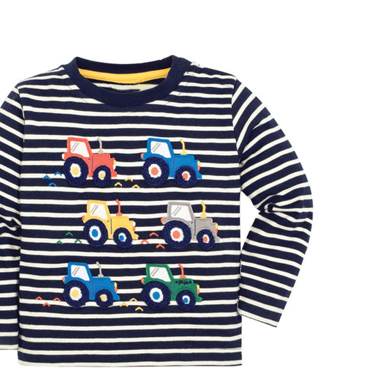 Kids Long Sleeve T-Shirt with Animal Cartoon Design - Soft Cotton Fabric