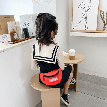 Trendy Canvas Kids Crossbody Bag with Letter Design