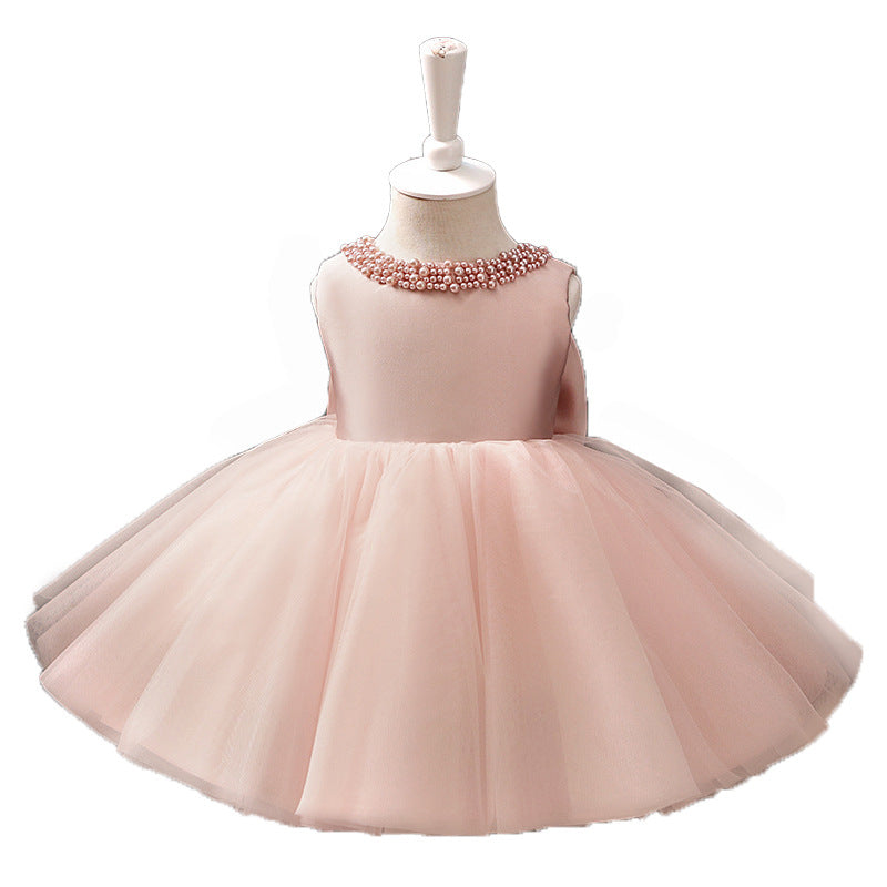 Toddler Girls' Pink Tulle Birthday Dress with Bow