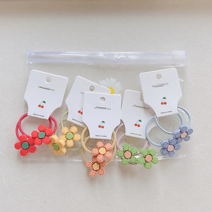 10-Pack Daisy Hair Ties for Girls - Soft Non-Damaging Kids Hairbands