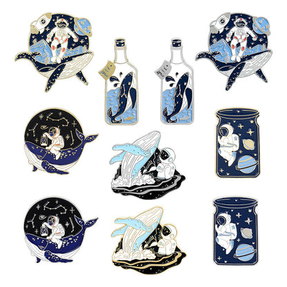 Whale Astronaut Brooch Trendy Alloy Decorative Pin