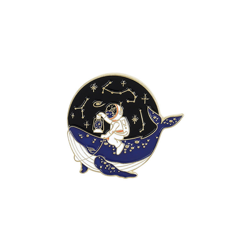Whale Astronaut Brooch Trendy Alloy Decorative Pin