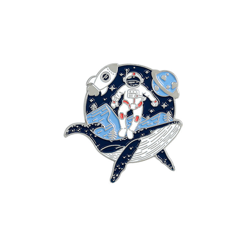 Whale Astronaut Brooch Trendy Alloy Decorative Pin