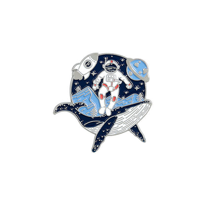 Whale Astronaut Brooch Trendy Alloy Decorative Pin