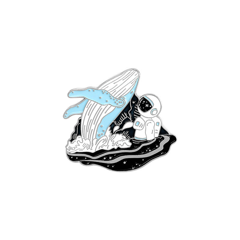 Whale Astronaut Brooch Trendy Alloy Decorative Pin