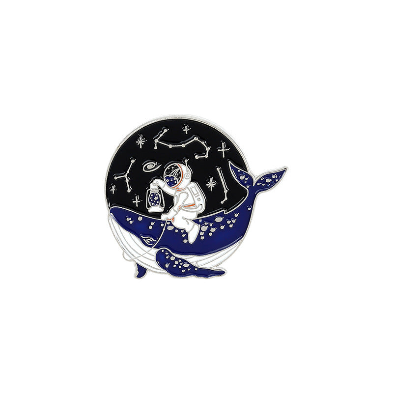 Whale Astronaut Brooch Trendy Alloy Decorative Pin