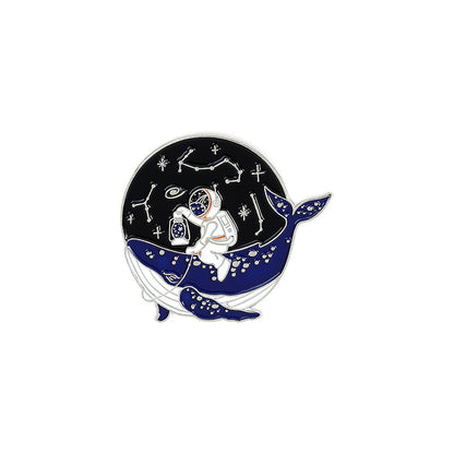 Whale Astronaut Brooch Trendy Alloy Decorative Pin