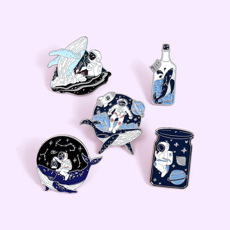 Whale Astronaut Brooch Trendy Alloy Decorative Pin