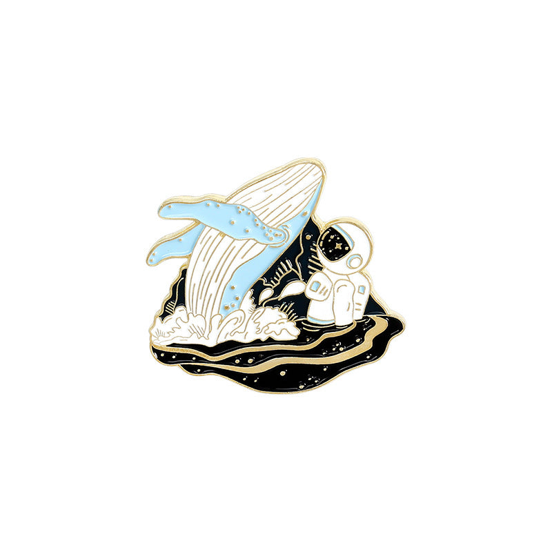 Whale Astronaut Brooch Trendy Alloy Decorative Pin