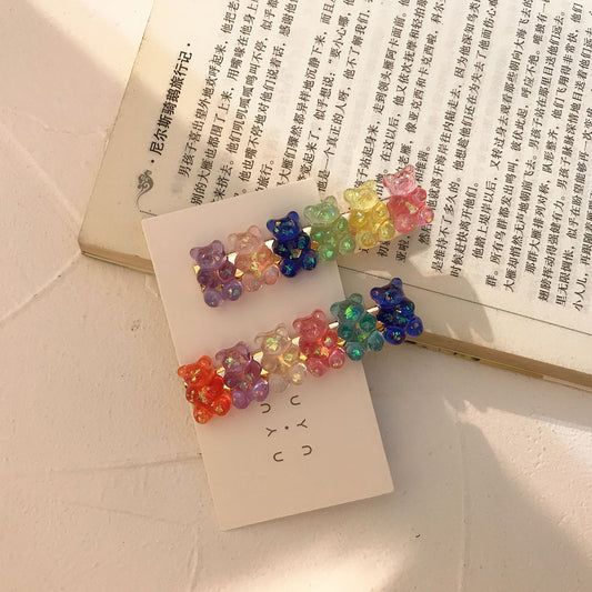 Cute Laser Bear Hair Clip Duckbill Claw Clip for Girls