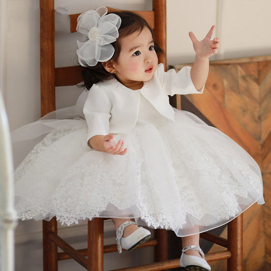 Baby Girls' White Tulle Princess Birthday Dress