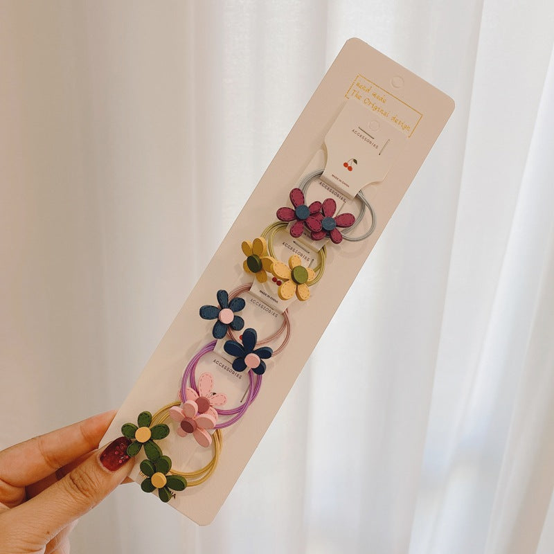 10-Pack Daisy Hair Ties for Girls - Soft Non-Damaging Kids Hairbands