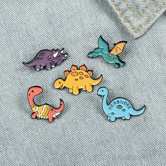 Cute Cartoon Dinosaur Enamel Brooch Pins for Unisex