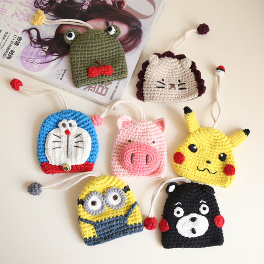 Cute Cartoon Knitted Keychain Pouch Handmade Key Protector
