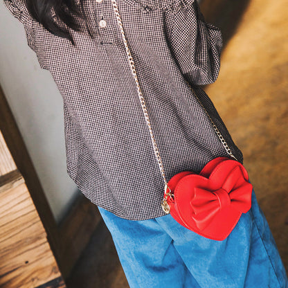 Cute Mini Heart Bow Shoulder Bag for Kids