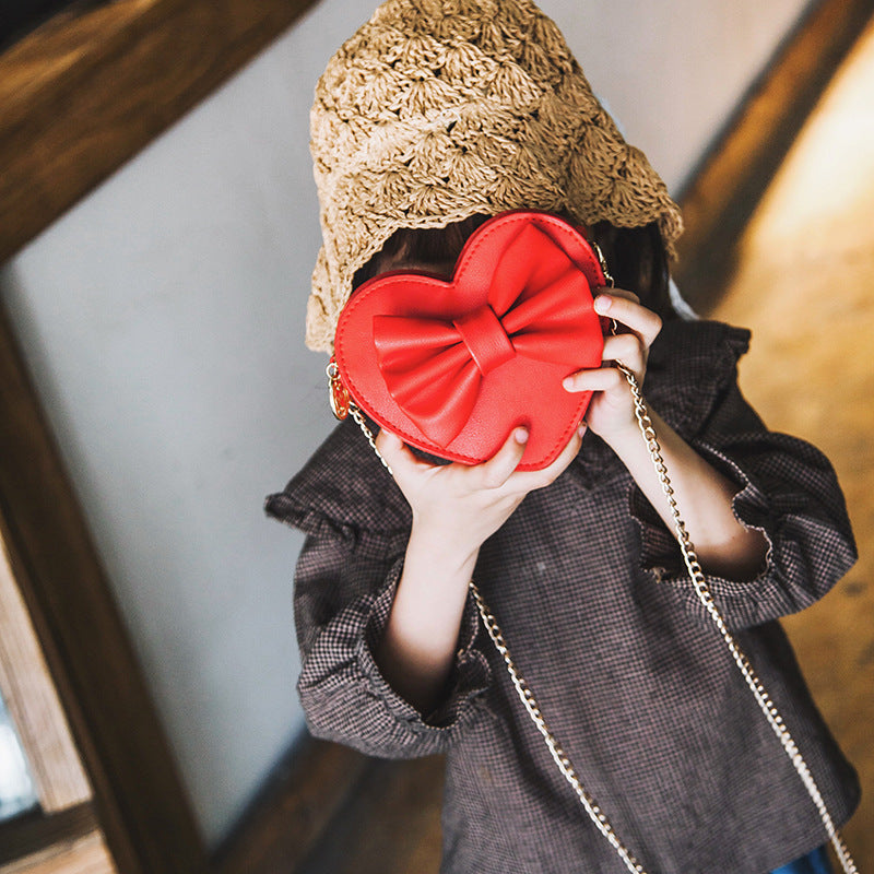 Cute Mini Heart Bow Shoulder Bag for Kids