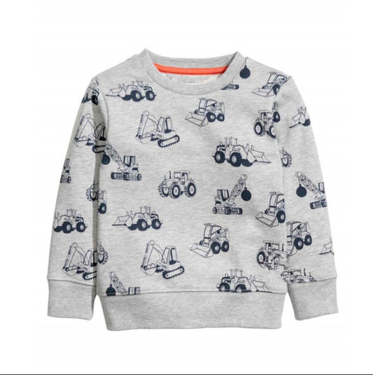 Kids Cartoon Graphic Cotton Sweatshirt Casual Long Sleeve Top