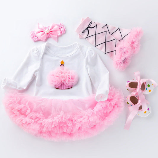 Cartoon Long Sleeve Baby Dress Set for Girls