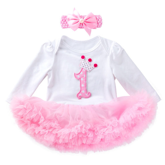 Baby Long Sleeve Cartoon Dress Set Cotton Princess Outfit