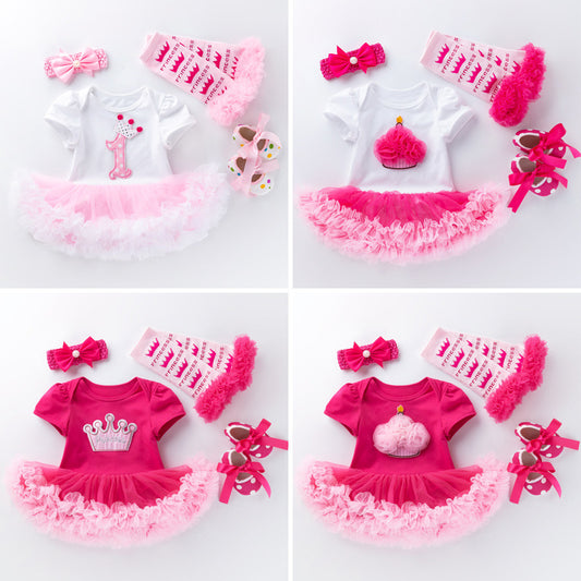 Baby Girls Birthday Outfit Set with Dress, Shoes, and Accessories
