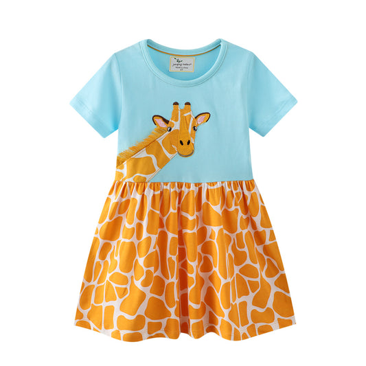 Girls Summer Princess Dress With Cartoon Print