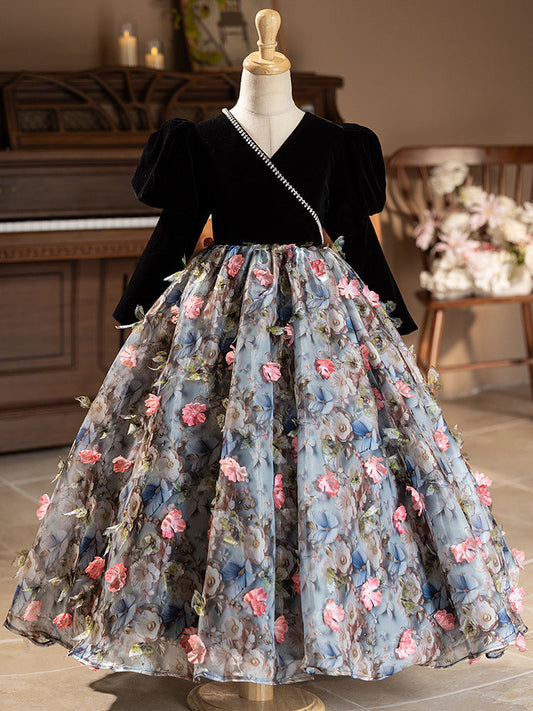 Girls' Elegant Tulle Princess Gown for Special Occasions