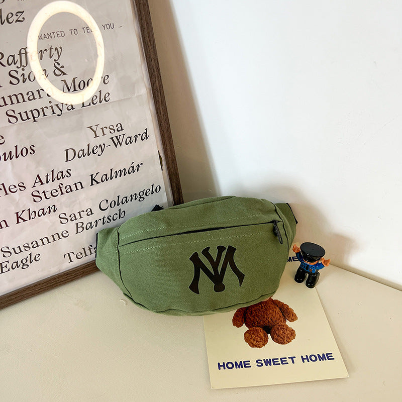 Trendy Canvas Crossbody Bag for Kids with Letter Design