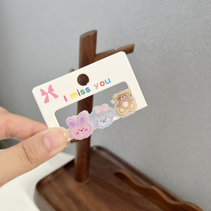 Mini Cartoon Hair Clips Set for Kids - Cute Duck and Carrot Design