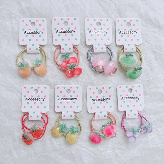 Kids Fruit Themed Hair Ties Acrylic Cute Accessories