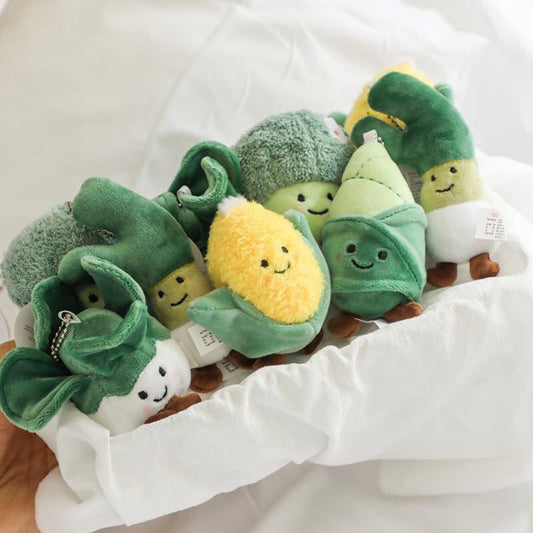 Cute Vegetable Plush Keychain Set Creative Students Couples Backpack Accessories