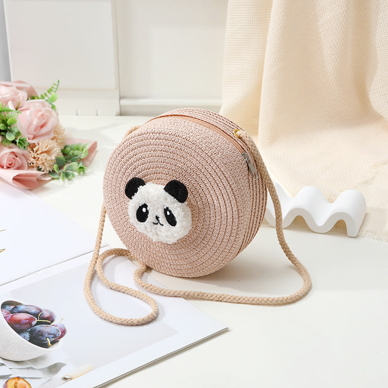 Mini Cute Panda Woven Straw Bag for Women