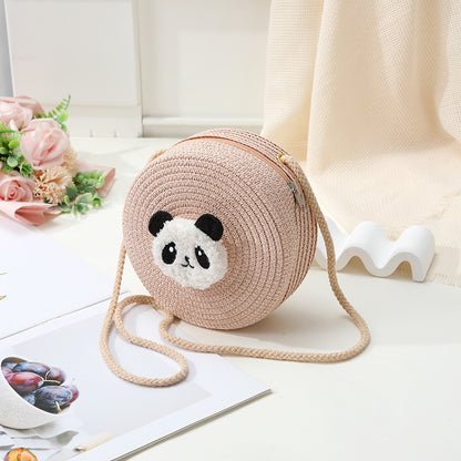 Mini Cute Panda Woven Straw Bag for Women