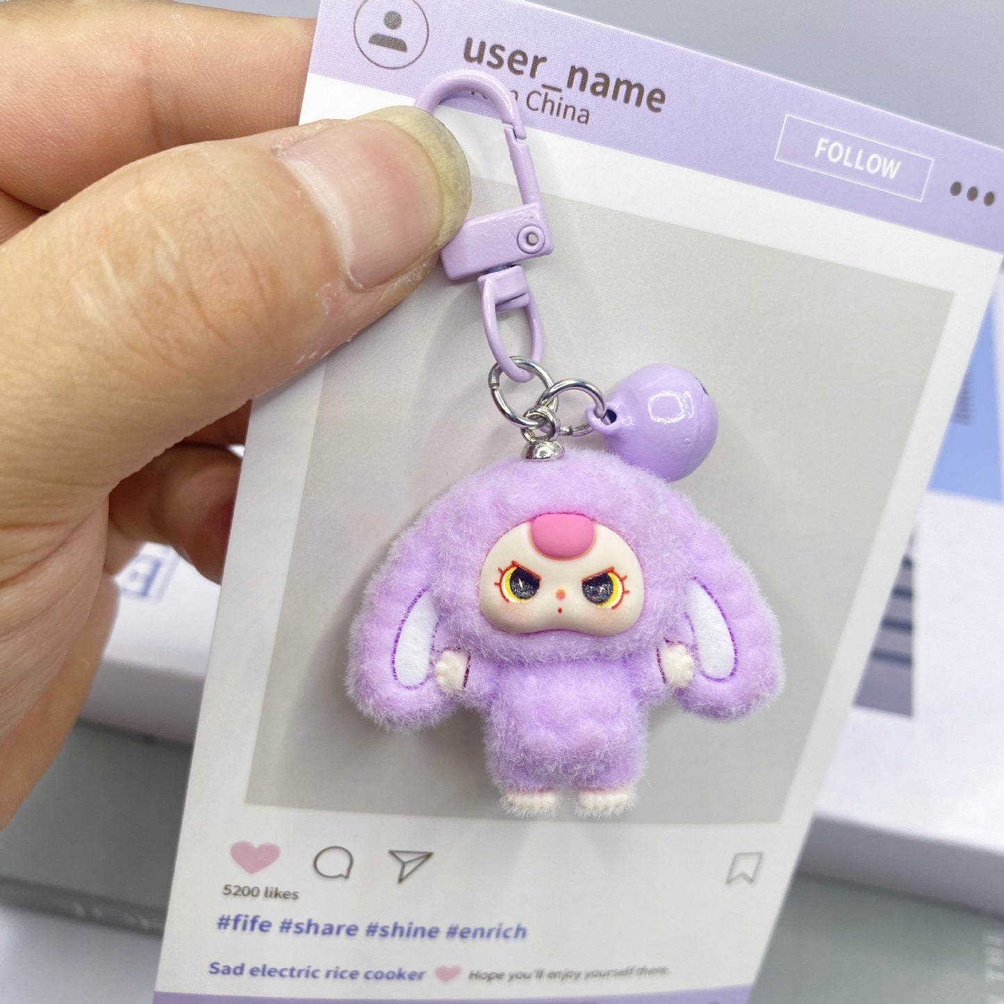 Plush Bow Tie Big-Eared Doll Keychain