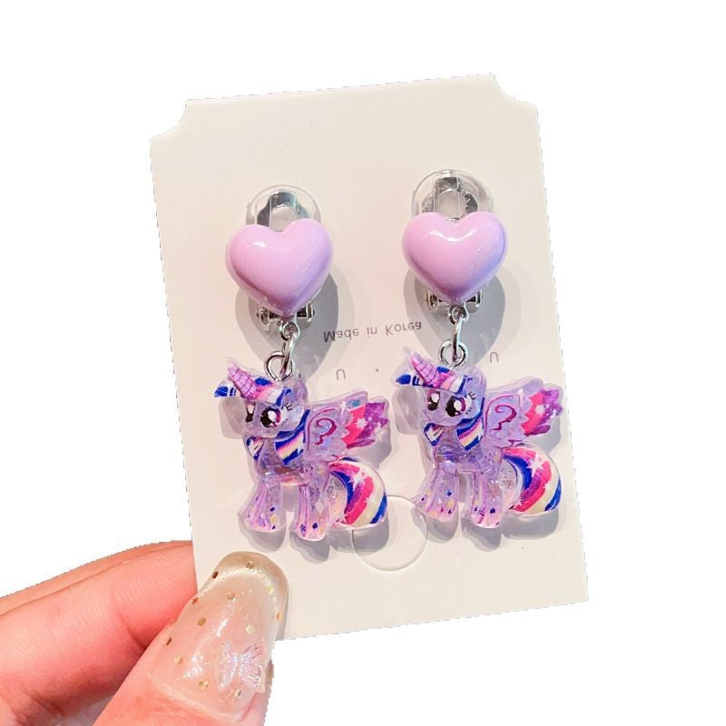Cute Cartoon Bear Clip-On Earrings for Kids