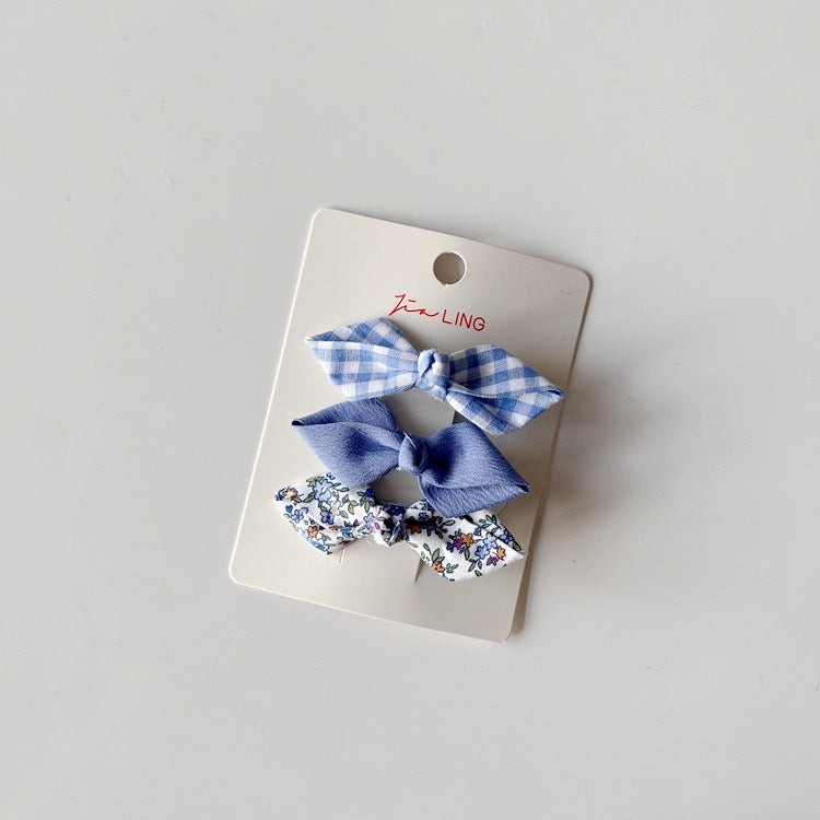Children's Fabric Hair Clips Floral Bow Set