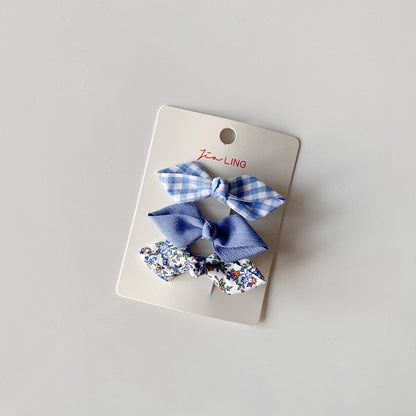 Children's Fabric Hair Clips Floral Bow Set