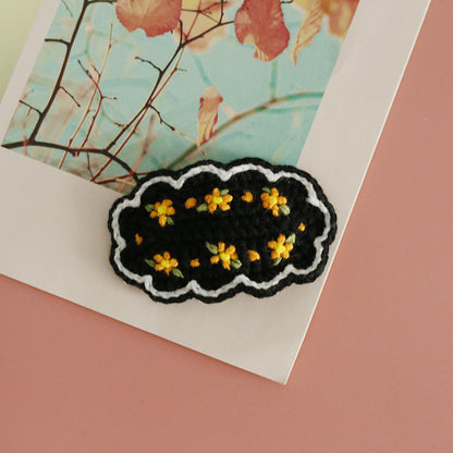 Floral Embroidered Hair Clips Handmade Yarn Accessories for Women