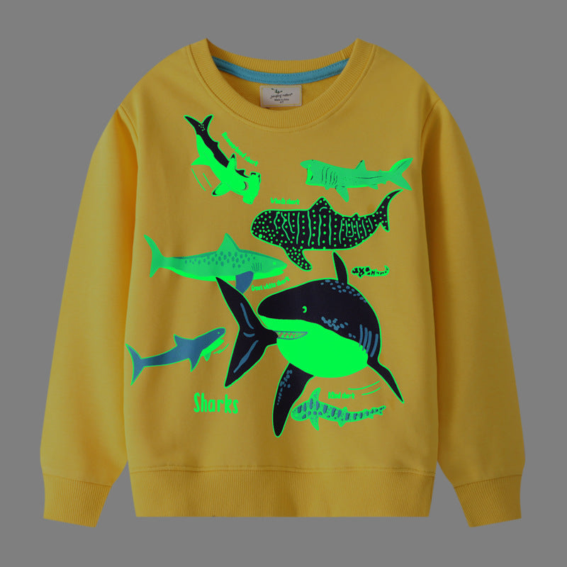 Glow-in-the-Dark Shark Print Sweatshirt for Boys
