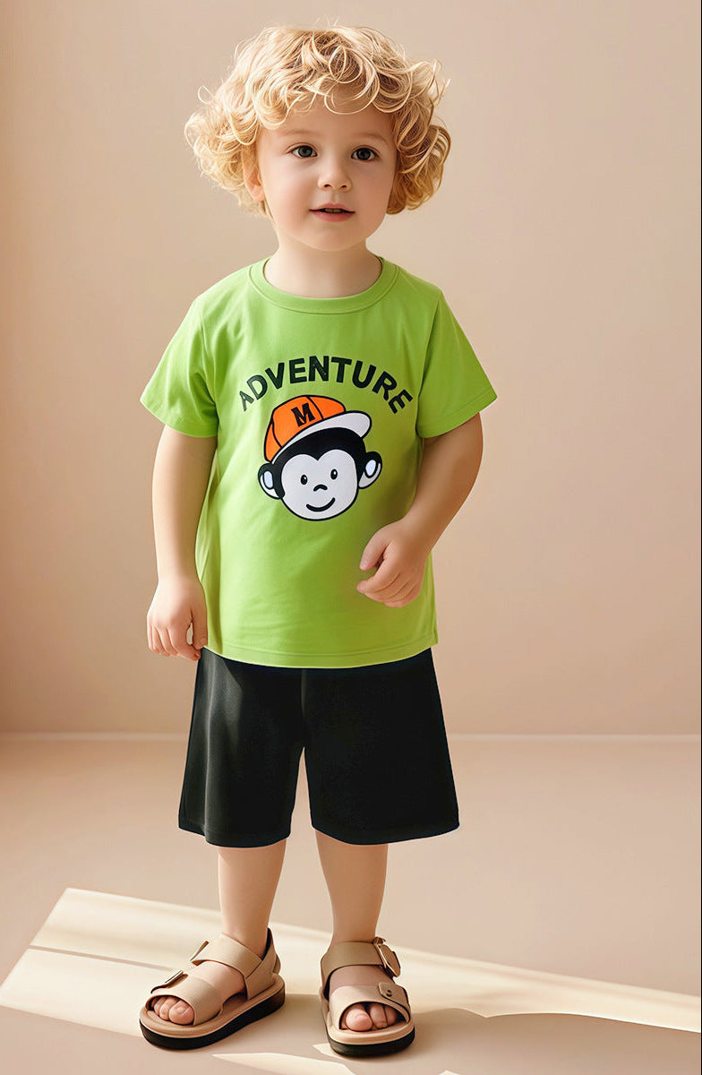 Summer Cartoon Cotton Short Sleeve Boys' Set