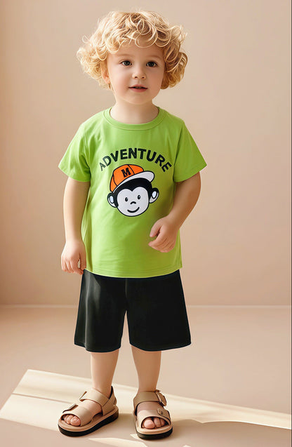 Summer Cartoon Cotton Short Sleeve Boys' Set