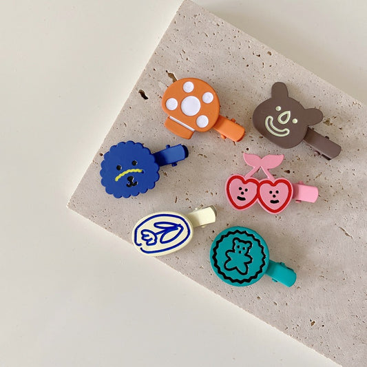 Metal Cherry Mushroom Duckbill Hair Clips For Kids