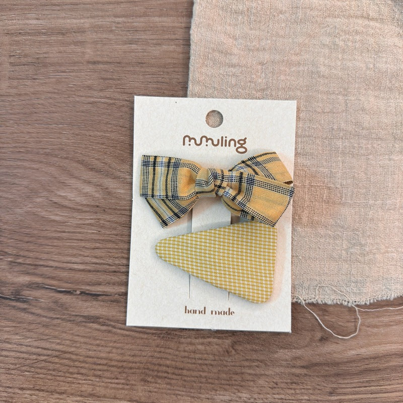 Children's Colorful Plaid Hair Clips with Bunny and Star Designs