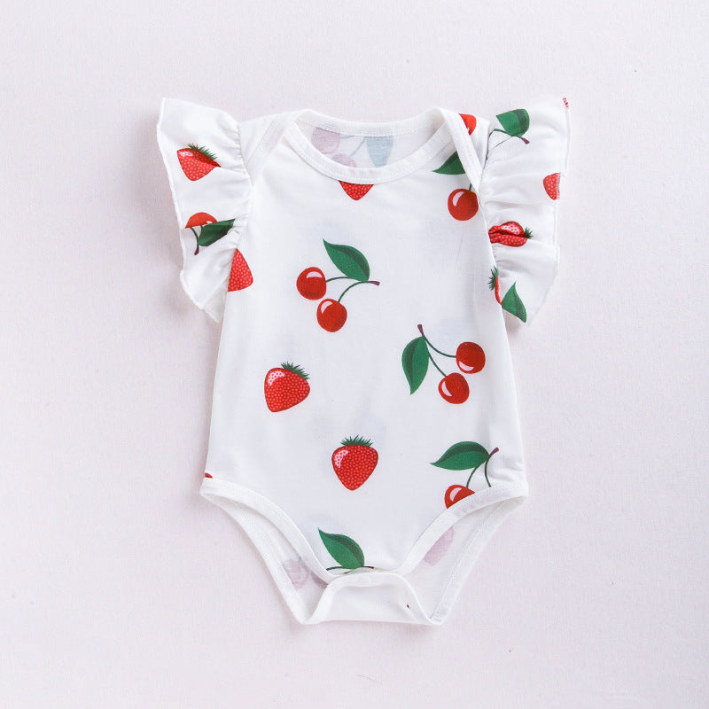 New Baby Sleeveless Lemon Print Romper