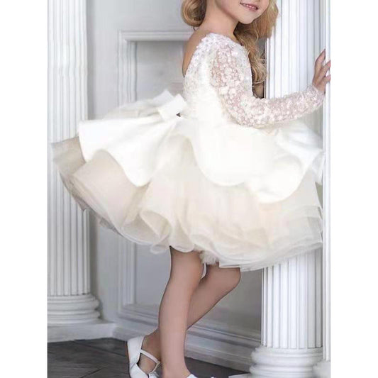 White Princess Tulle Dress Formal Wear for Girls